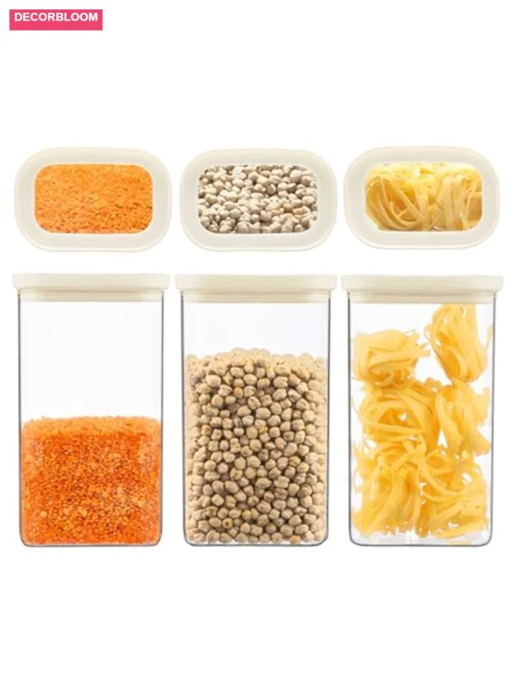 3 Pack Glass Food Storage Jars with Airtight Glass Lids, 40oz